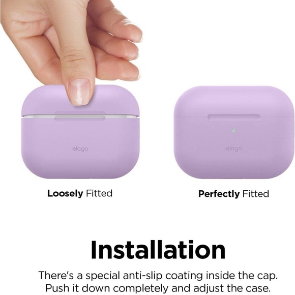 Silicone Protective Case Cover Compatible with Apple AirPods Pro 2nd [Lavender] - Picture 3 of 7
